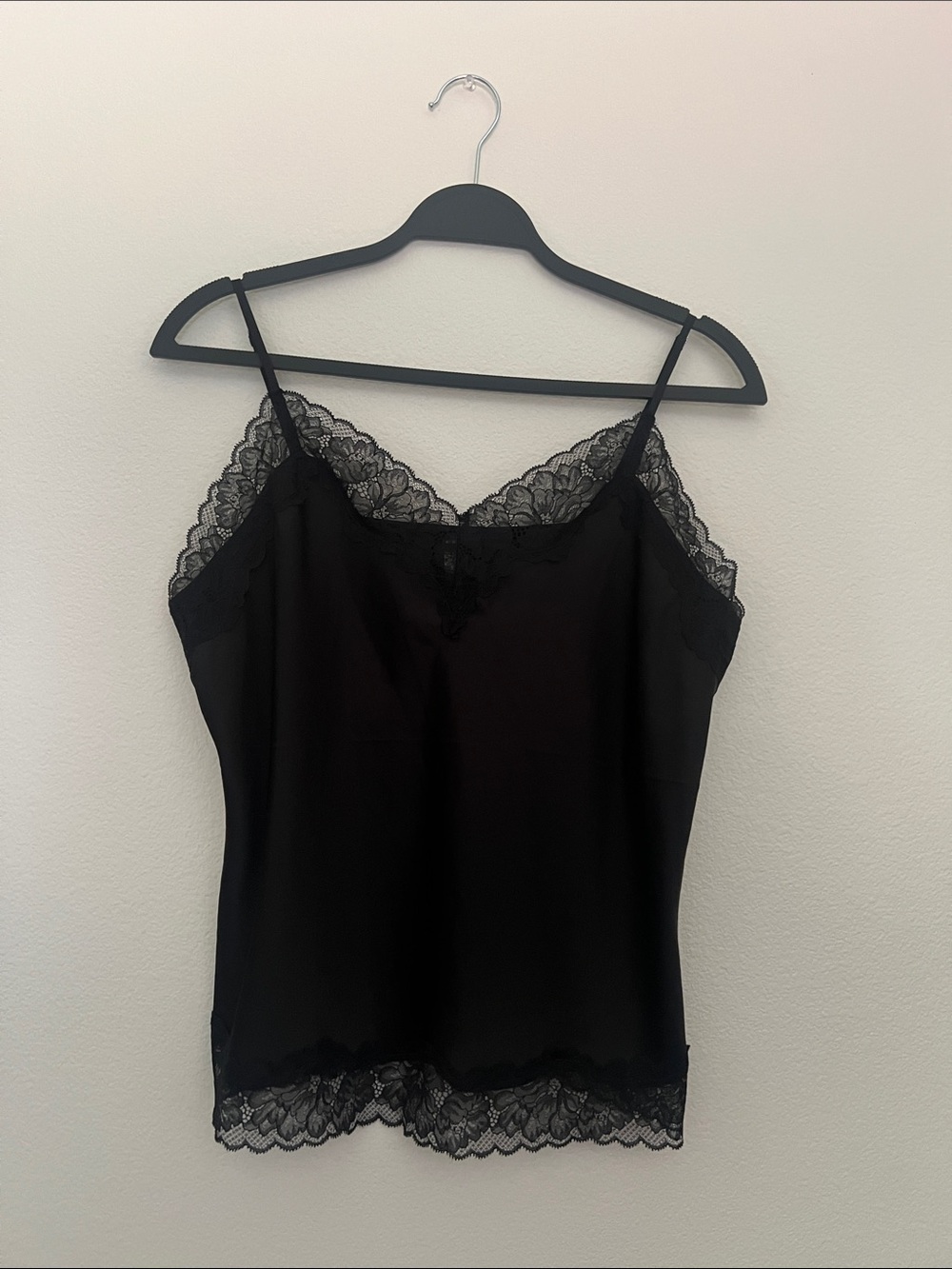 Express Black Satin Lace-Trim Camisole